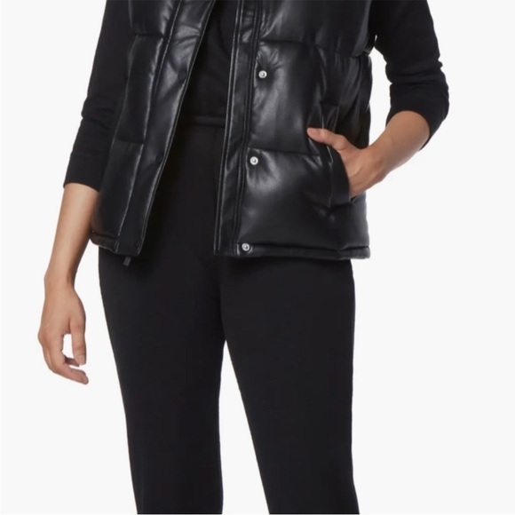 Marc New York Andrew Marc black Faux Leather Puffer Vest size Small - Picture 4 of 15